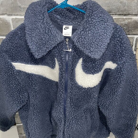 NIKE Swoosh Sherpa Jacket Thunder Blue/White Women’s Size Small DD5620-437 - Picture 1 of 5